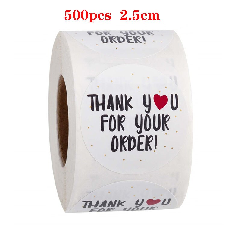 500PCS/Roll Thank You Stickers Handmade Sticker Circle Stationery Thank You For Your Order Seal Labels Thank You Sticker: 8