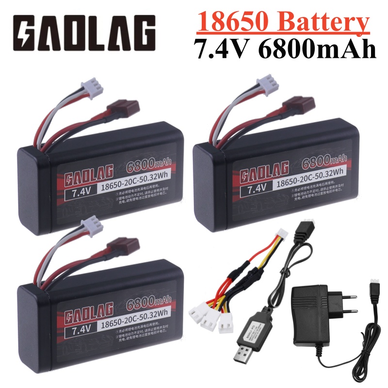 Batterie Lipo 7.4V 6800mAh 18650 pour Wltoys 10428 /12428/12423, pièces de voiture RC étanches et ignifuges 2S pour Wltoys 144001