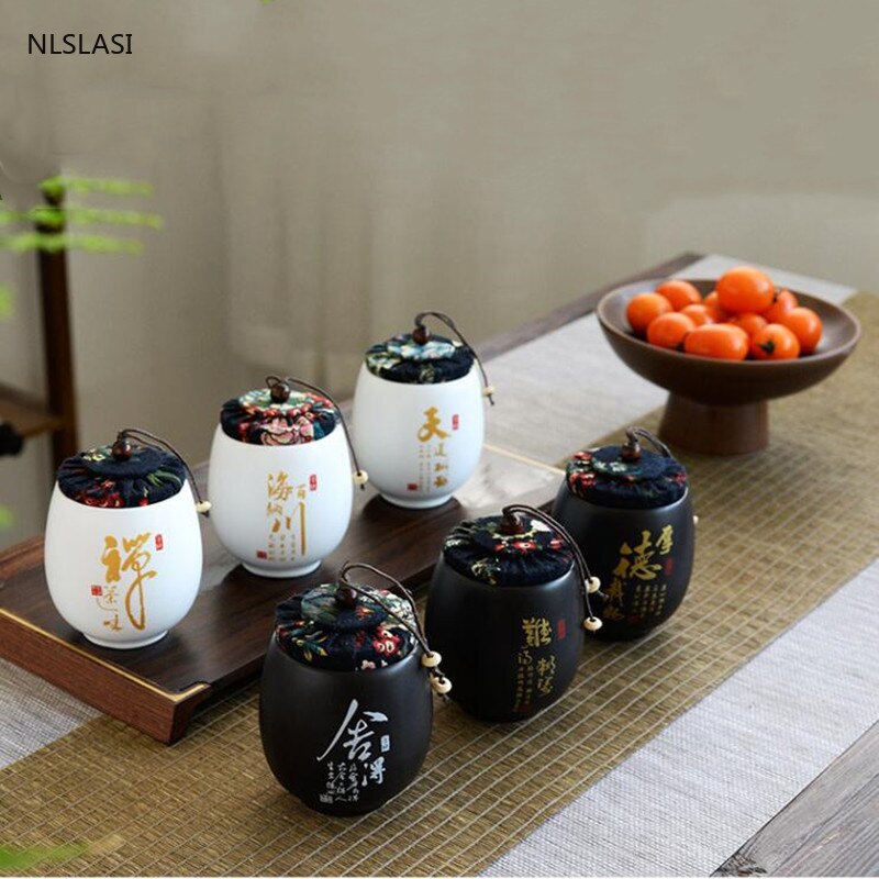 Ceramics tea jar Tieguanyin containers travel tea bag storage box Portable Sealed tea caddy spice organizer Candy storage tank