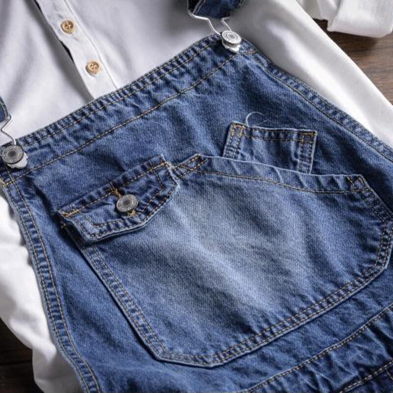 Sokotoo herre sommerblå denim hagesmæk overalls shorts drenge plus size knælange slim jeans