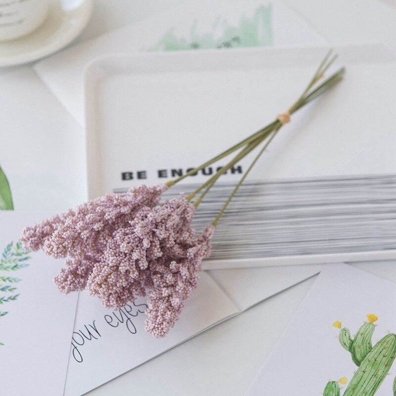 31cm vete öra blomsimulering torkad blomma bröllopsfest dekoration diy hem bord bröllop juldekoration vete bukett: Lavendel-