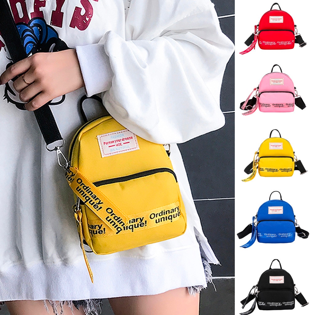 #25 små crossbody tasker til kvinder mini canvas skulder taske til pige gul bolsas dame telefon pung