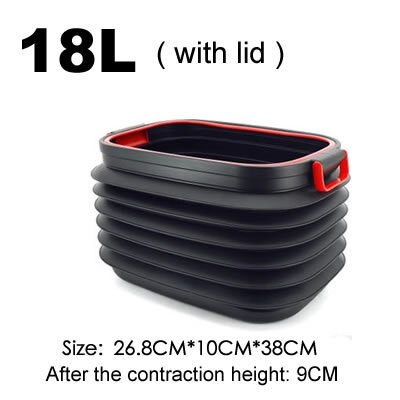 Cubo de agua para pesca y lavado de coches, plegable, retráctil, mágico, portátil, para limpiar peces, cubo, caja de barril de almacenamiento: Biger bucket  18L
