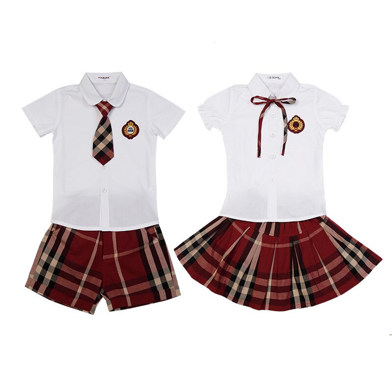 freundlicher Koreanische Schuluniform Für Primäbetreffend Kindergarten Jungen Girlsshort Hülse Shirt verrotten Karierten Felsen Kleiden Satz Chor Kostümich