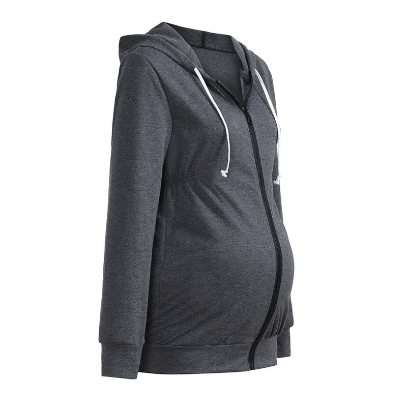 Chaqueta con capucha de maternidad para mujer, ropa de abrigo para mujer, suéter de manga larga, Color sólido, camisa para mujeres embarazadas, abrigos para embarazadas