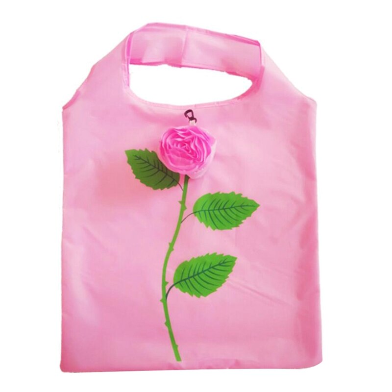 Eco Opslag Handtas Rose Bloemen Vorm Opvouwbare Boodschappentassen Herbruikbare Vouwen Kruidenier Nylon Grote Zak Leuke Tote Pouch 1 stuks: PK