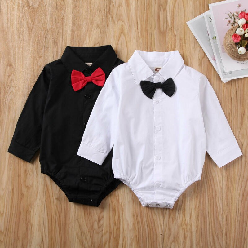 Pasgeboren Baby Jongens Outfits Jumpsuit Zomer Kleding Gentleman Strik Tie Bodysuit Lange Mouwen Kleding
