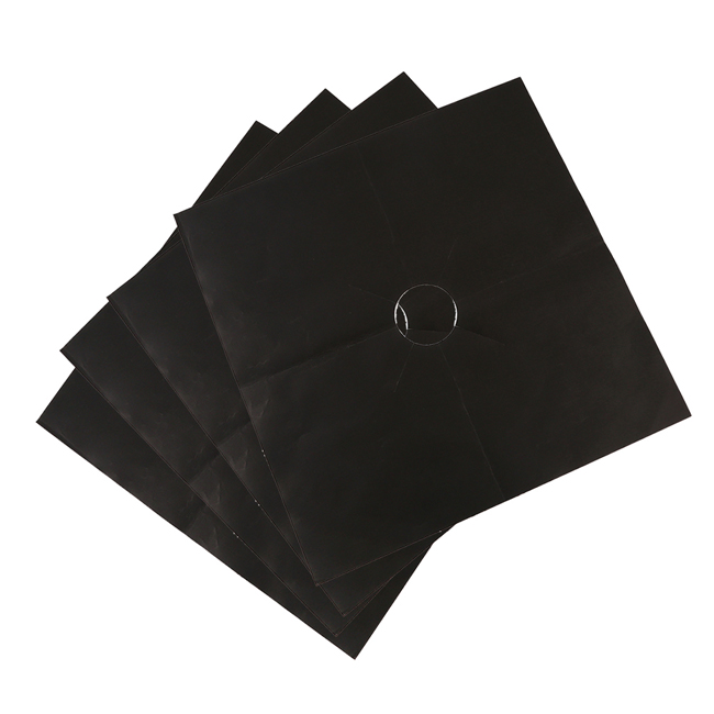 4pcs Square Gas Hob Gas Burner Cooker Protector Washable Heat Resistant Reusable Non Stick Easy Clean Anti Fouling Pad: black