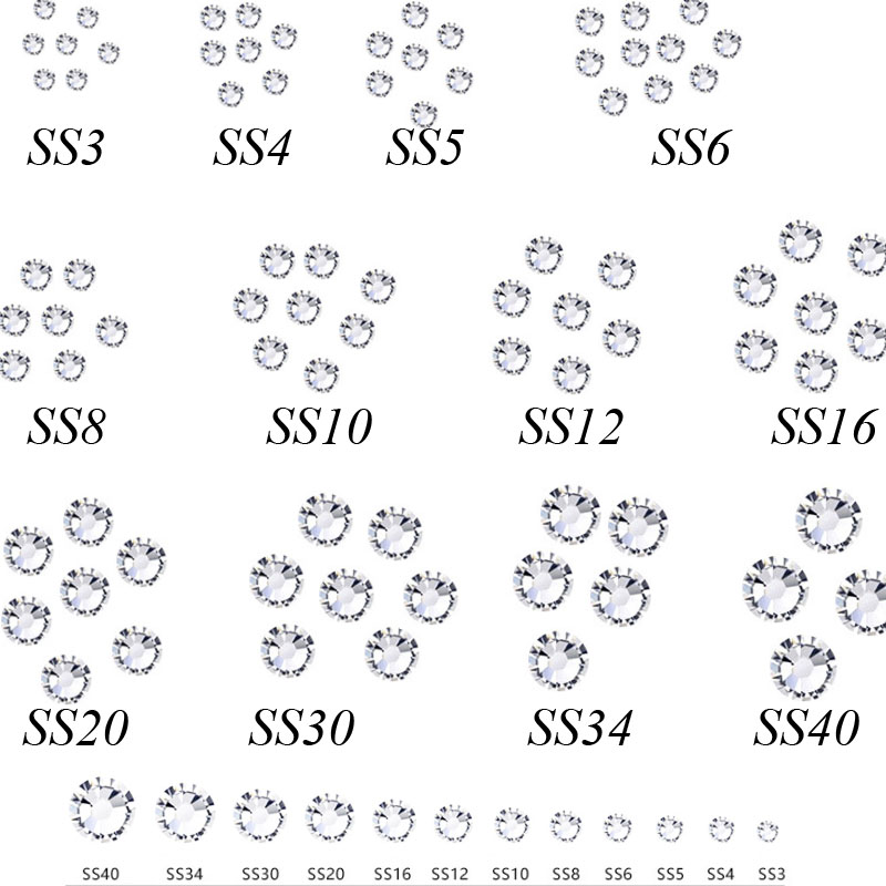Swarovsky Verkoop Nail Art Strass Crystal Clear SS3 Plaksteen Clear Non Fix Steentjes Lijm Op Voor Nail Art decoraties