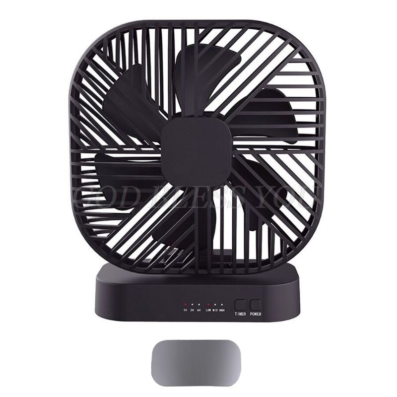 Magnetic USB Fan USB or AA Battery Powered Desk Fan with 3 Speed Timing Function: Black Magnetic