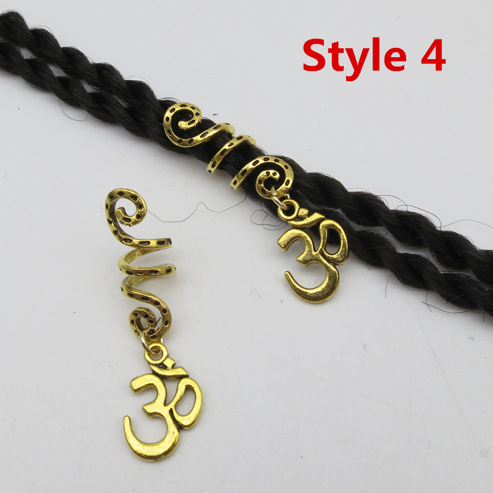 Breloques tressées dorées en spirale Viking, différentes breloques pour cheveux, redoute barbe, redoulock perles, clips, anneaux, accessoires pour cheveux, 2 pièces/paquet: 2pcs Style 4