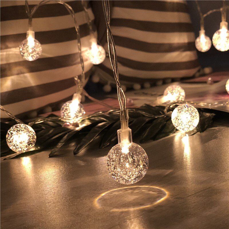 Guirnalda de luces LED con batería para decoración de interiores, tira de lámparas de burbujas de gysophila, recargable por USB, ideal para vacaciones, Navidad y boda