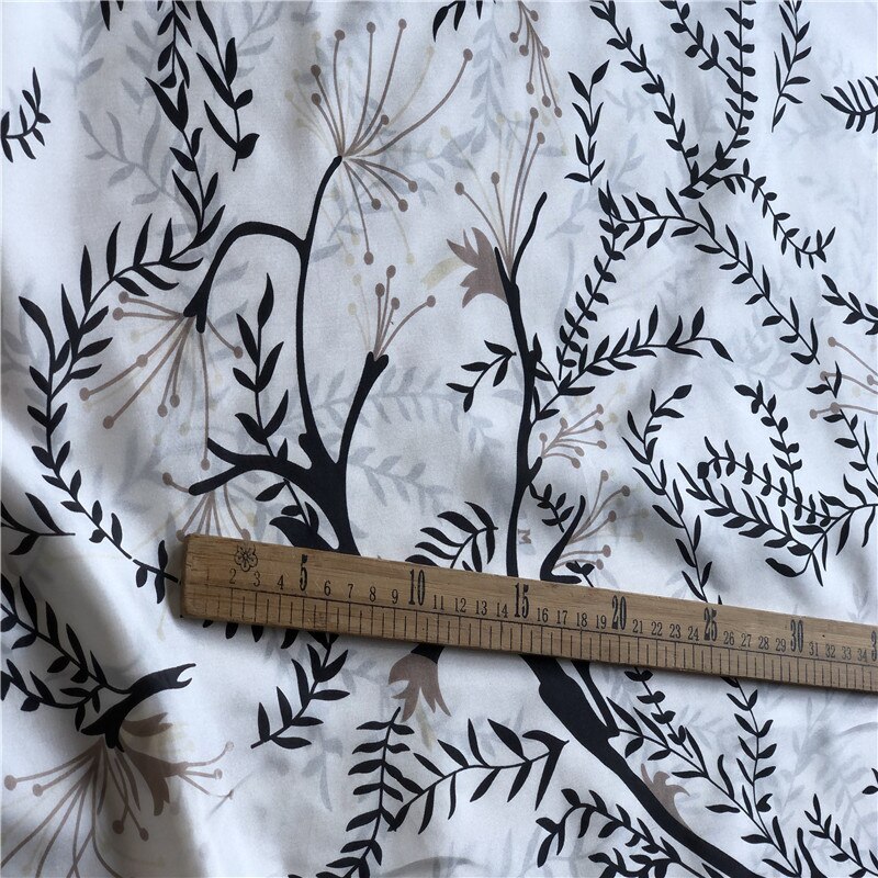 100cm*110cm Leaf Print Silk Fabric Habotai Material Lining