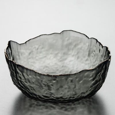 1200ml hammer mønster glas te vask spand japan stil krystalklar te skål vand sporing guld kung fu te sæt tilbehør: Sort stor