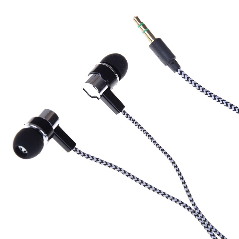 3.5mm In-Ear Oordopjes Bedrade Stereo Braid Cord Oortelefoon Headset Voor Telefoon: silver