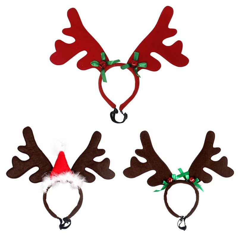 Serre-tête en forme de cloche de renne pour chien et chat, accessoire de décoration de fête de noël, couvre-chef de cerf
