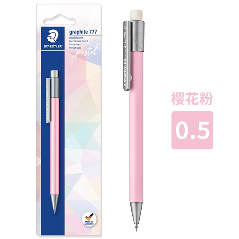 1 stk tysk staedtler macaron farvesystem 0.5mm automatisk blyant 777-05 bkpa studerende skrivning er ikke let at bryde: Lyserød