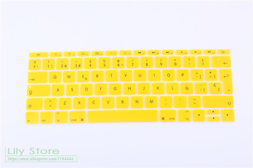 Silicone Keyboard Cover for MacBook 12" A1534 & MacBook Pro 13" A1708 - Ultra-thin Dustproof & Waterproof Skin: Yellow