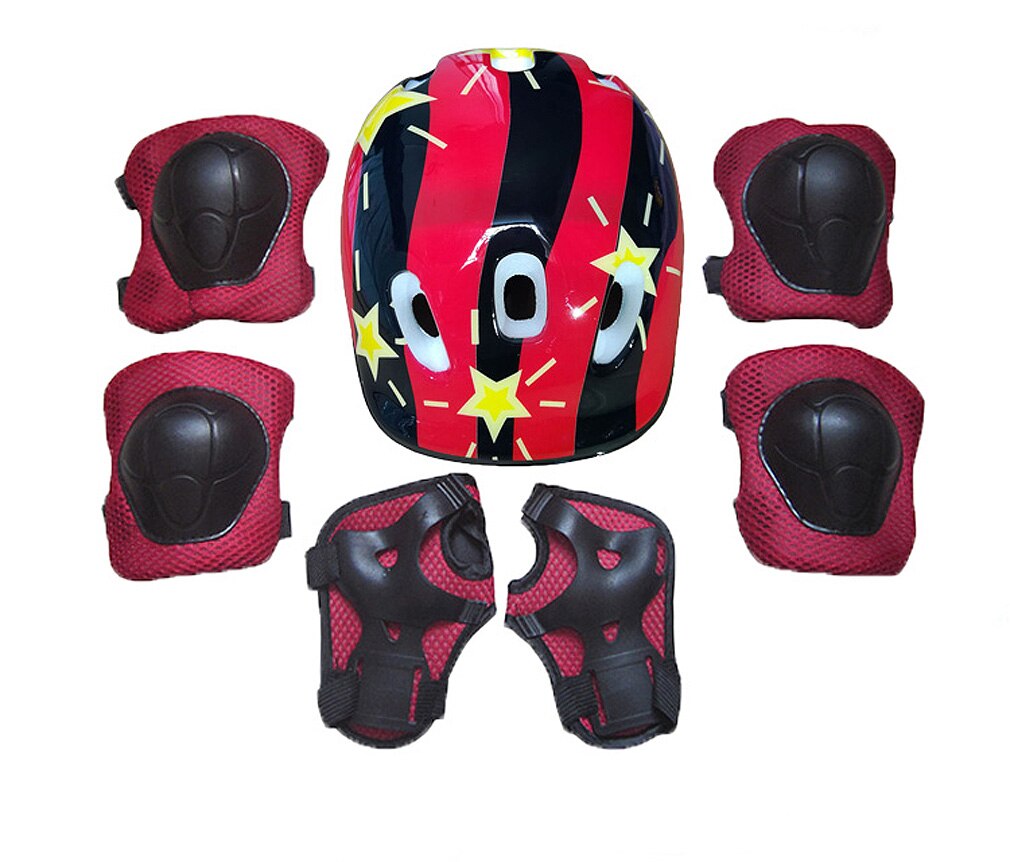 7PCS/set Children´s Scooter Bike Helmet Knee Pads Elbow Pads and Wrist Support: J