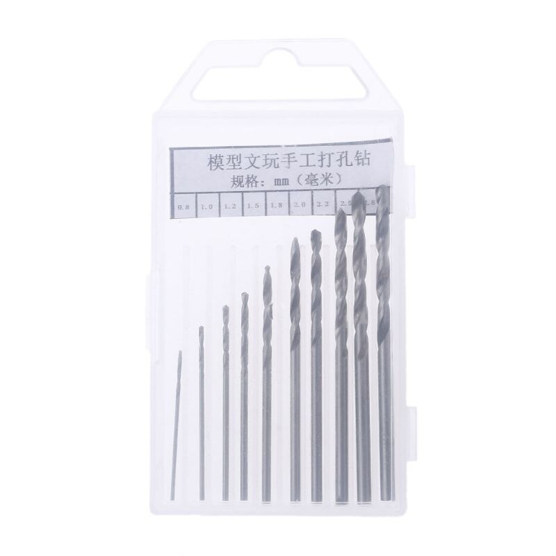 Colorful Drill Bit Aluminum Case Hand Drill + 10pcs Twist Drills Models Tool Y4UD