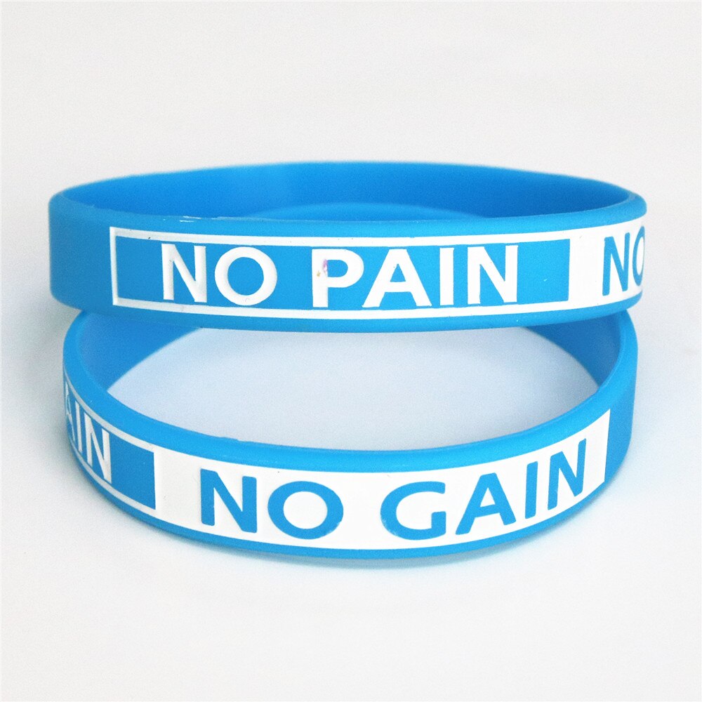 LUKENI 1PC Silikon Armbinde Nein Schmerzen Nein gewinnen Motivation Silikon Armbinde Erwachsene Größe 3 Farben SH082