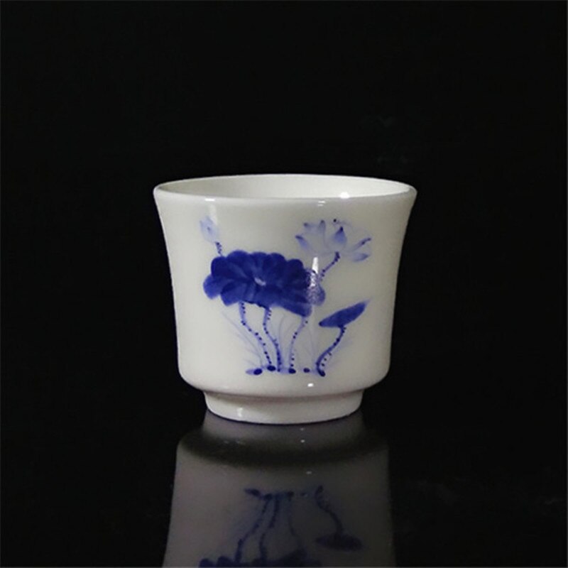 50ml keramiska små vinglas vitvin vinglas sprit kopp hem te kopp sake kopp: Cyan lotus