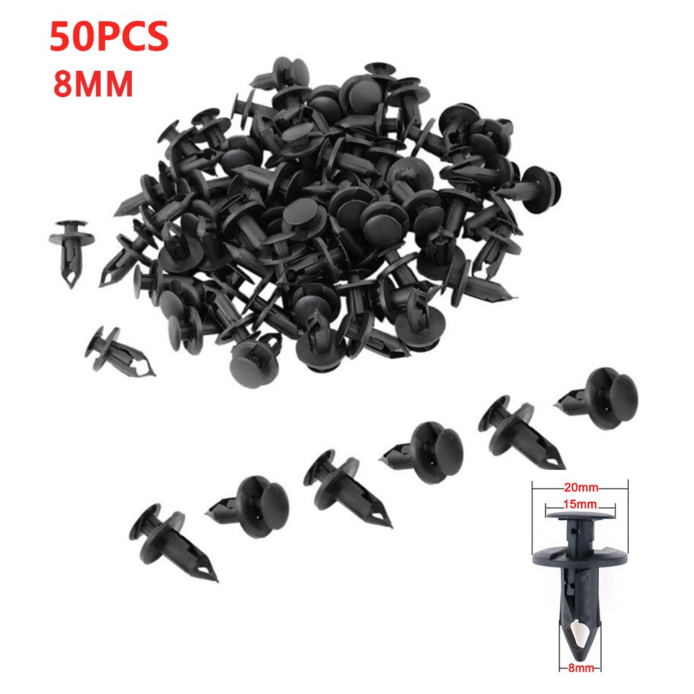 8mm/6mm- hulls nagleholder skyv motordeksel 50 stk automatisk støtfanger feste for bildørbekledning panel klips for universalbil: C0086 50 stk 8mm