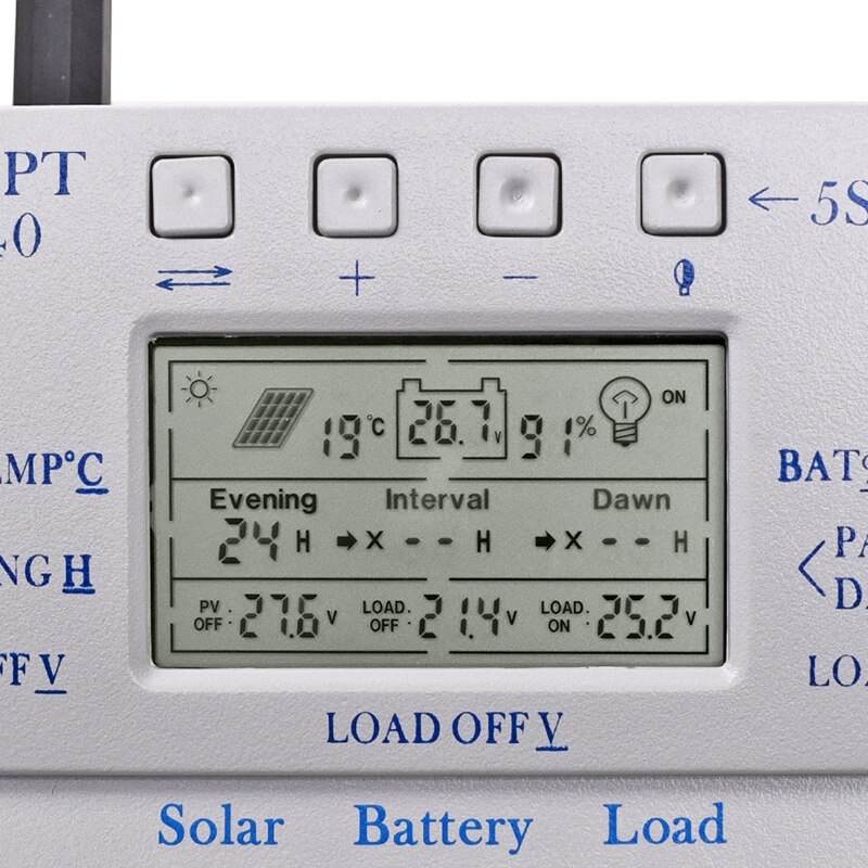 Mppt T40 40A Solar Laadregelaar 12V 24V Auto Lcd Display Controller Met Belasting Dual Timer Voor straat Licht Systeem