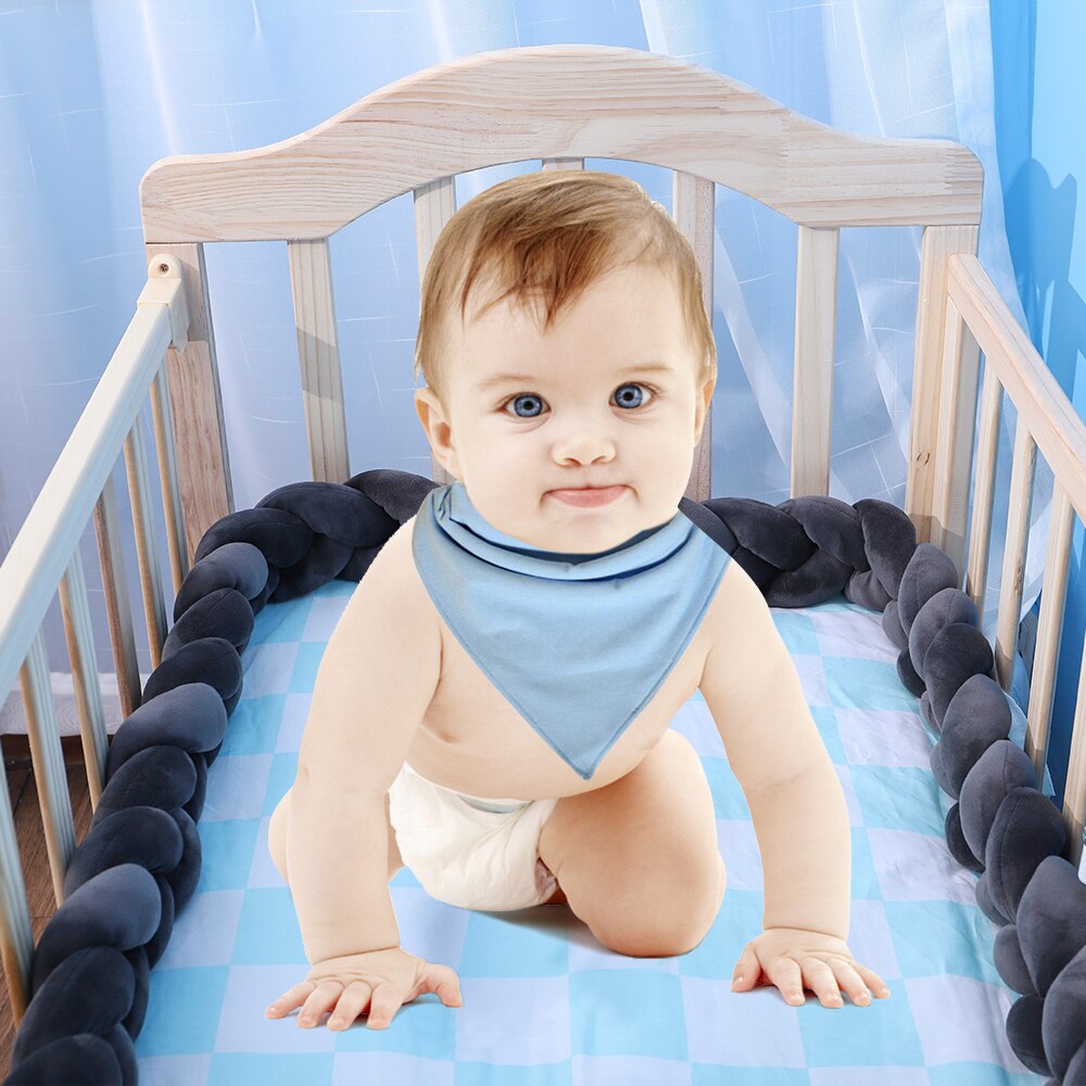 Parachoques trenzado anudado de 3 metros para cuna de bebé, almohada de nudo suave hecha a mano, cojín para cuna de bebé, decoración para cuna, Protector de cuna de algodón