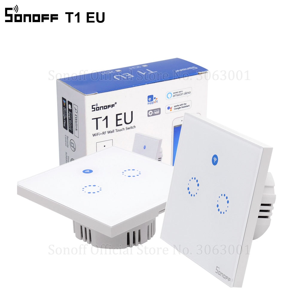 Sonoff T1 Eu Smart Wifi Muur Touch Light Switch 1, 2,3 Gang Touch/Wifi/433 Rf/App Remote Smart Home Controller Werk Met Alexa