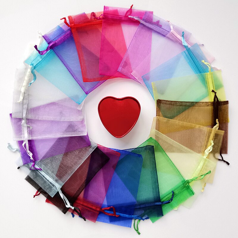 50 stk smykkepose 7*9 cm smykke emballage organza poser favor bryllup fest julegaver emballage poser
