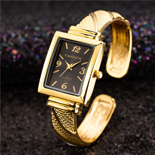 Women Luxury Rectangle Quartz Watches 2022 Stylish Rose Gold Bracelet Casual Wristwatches bayan kol saati: Gold Black