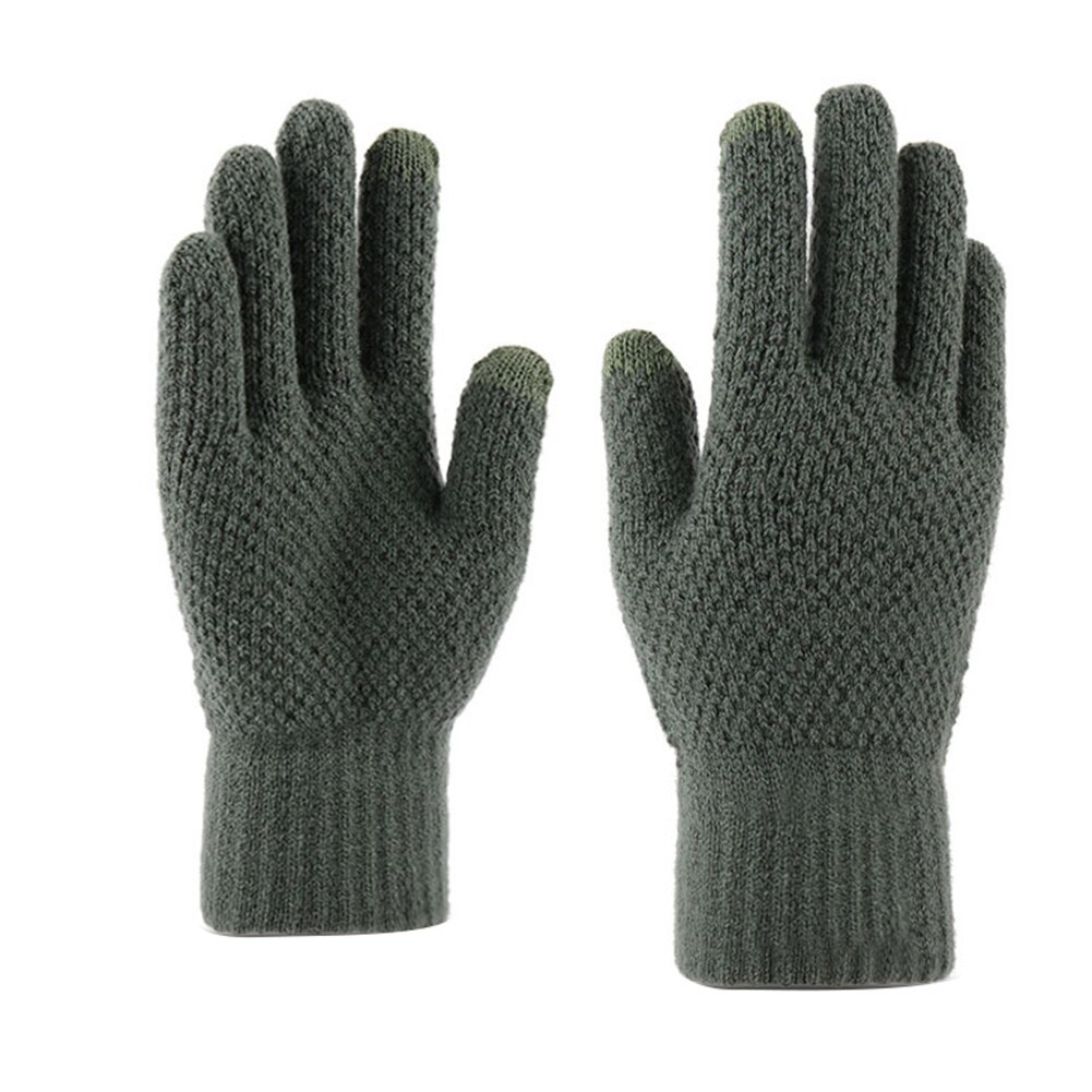 Menn vinterfarge full finger berøringsskjerm fleece foret varm strikketømmer kjøkkenhage kutt resistente hansker