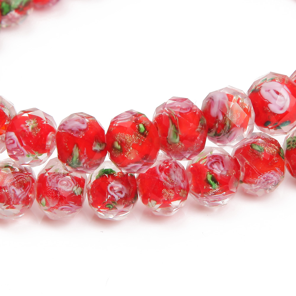 8/10mm Murano Glass Lampwork Beads for Jewelry Making Necklace Diy Bracelet Rondelle Faceted Flower Beads Accessories Supplies: Pink / other