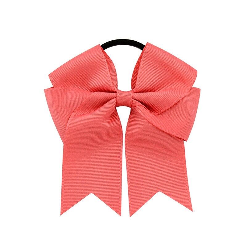 4.5 Inch Girls Cute Solid Cheerleading Bow Women Elastic Hair Bands Ribbon Rope Ponytail Holder Hair Ties Kids Hair Accessories: 15 Coral