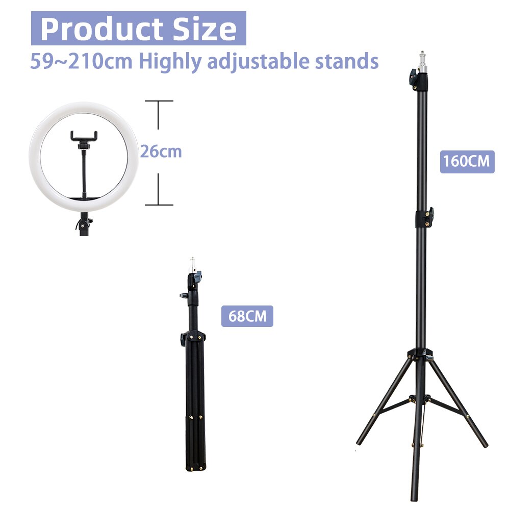 10in LED Selfie Anello di Luce With2.1mTripod Illuminazione Fotografica Con La Luce Della Lampada Ring Per Rendere Per Mobile Youtube Il Treppiedi Per Il Telefono