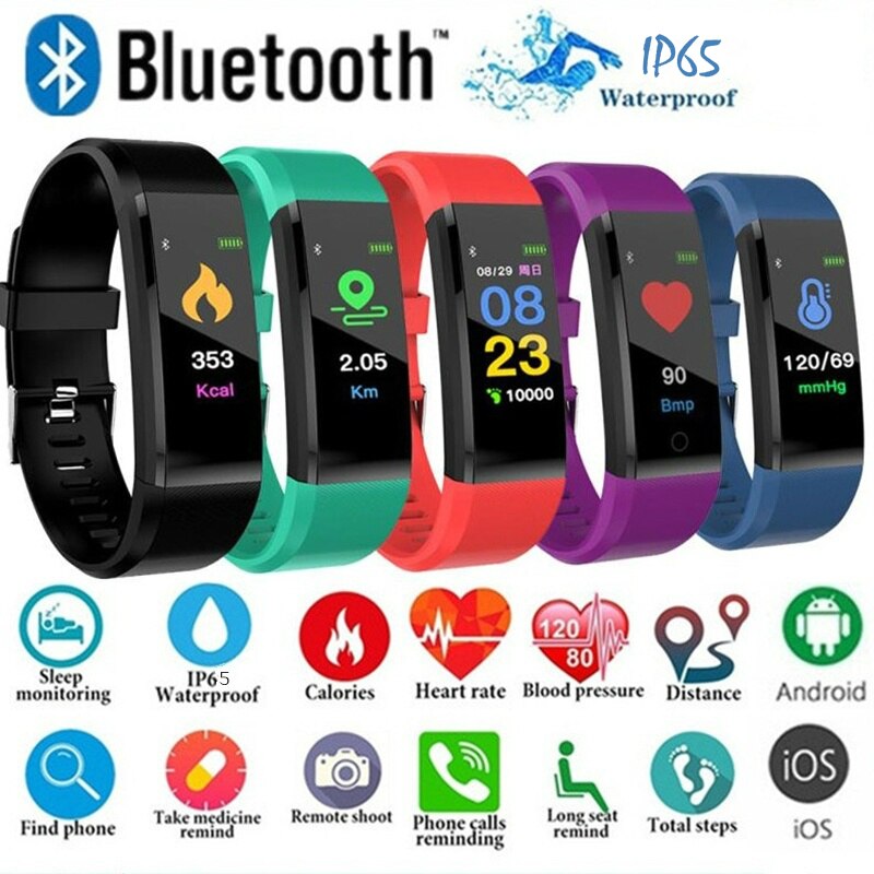 Armbånd 115 sport smart ur mænd bluetooth ur armbånd fitness tracker kvinder smartwatch armbånd smartband