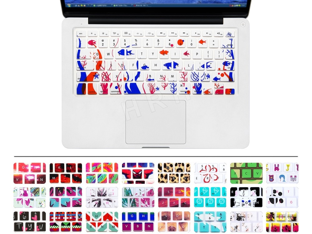 Für Apfel Mac Macbook Profi 13 15 17 Luft 13 Retina 13 UNS Layout Silikon Blume Aufkleber Regenbogen Tastatur Abdeckung tastatur Haut Schutz
