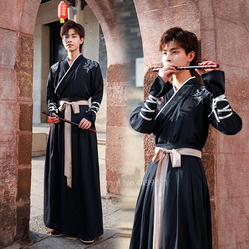 Costume Hanfu de la dynastie Tang pour hommes, longue robe traditionnelle chinoise pour la danse