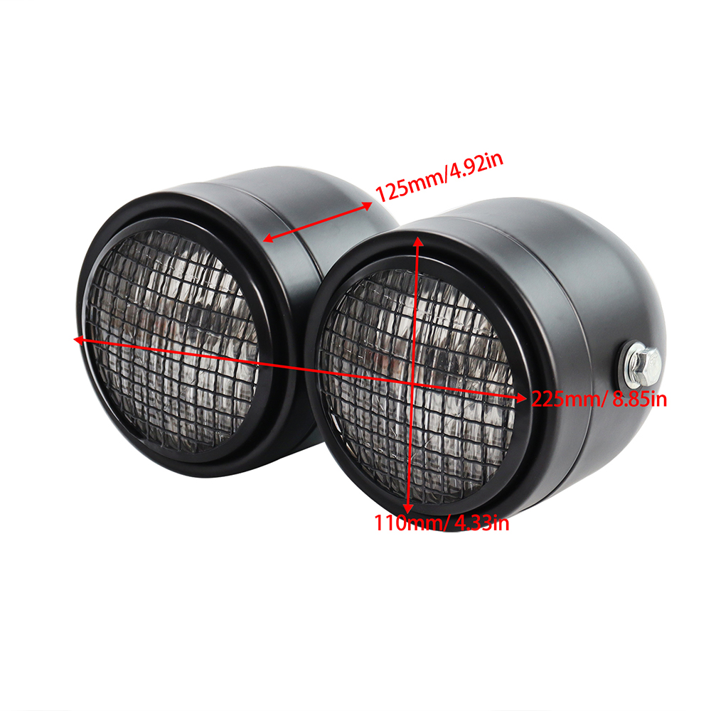 Moto anteriore doppio doppio faro doppio faro luce con griglia a rete per universale Harley bar corridore elicottero Bobber personalizzato
