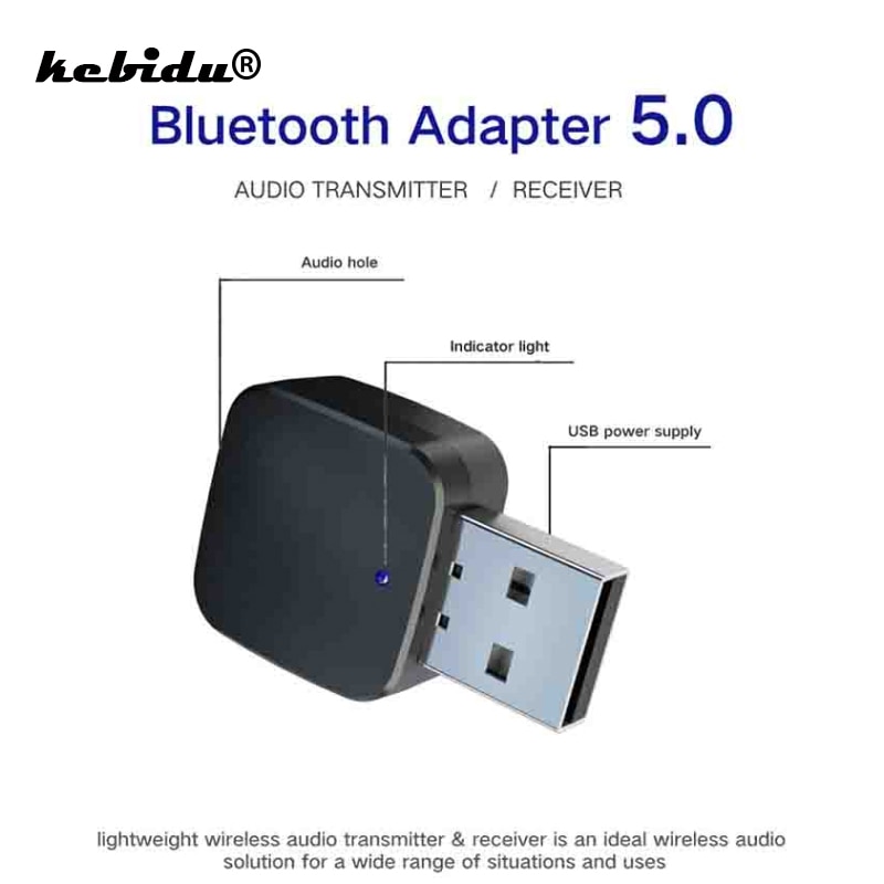 Kebidu Echte Stereo Bluetooth 5.0 Audio-ontvanger Zender Mini 3.5 Mm Aux Bluetooth Zender Draadloze Adapter Voor Tv Pc Auto