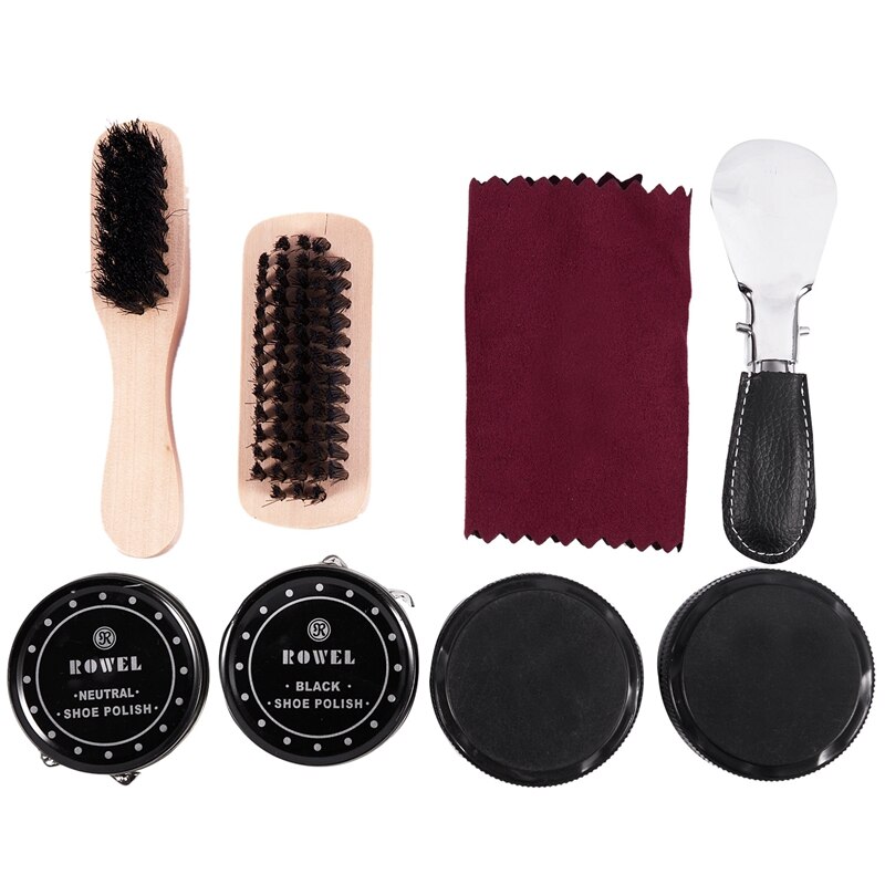 Set de calzado para el cuidado del calzado, juego de brochas para pulir zapatos, herramienta de brillo para zapatos de viaje de 8 piezas