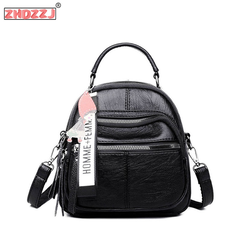 Women's Multifunctional Travel Backpack PU Leather Mini Ladies Backpack Mochila Female Student Shoulder School Bag