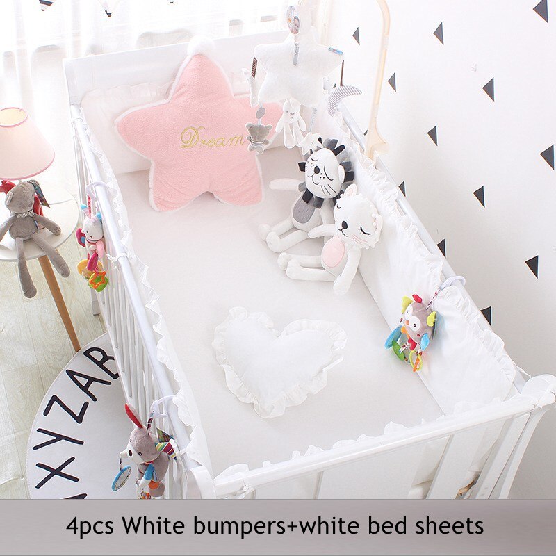 Koreaanse Stijl Baby Baby Wieg Bumpers Puur Katoen Effen Kleur Vel Baby Bed Voor Shock Beschermende Side In De Wieg room Decor: 6 cot bumper