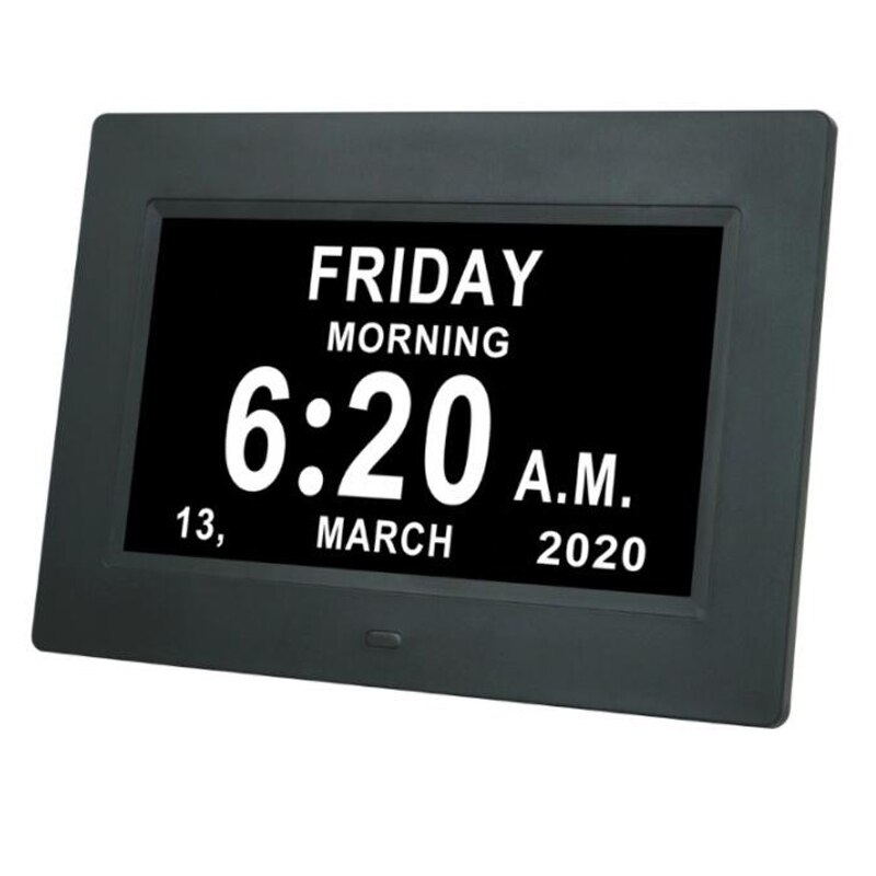 7 " Digital Day Clock LED Calendar Day/Week/Month/Year Electronic Alarm Clock for Impaired Vision People Home Decor