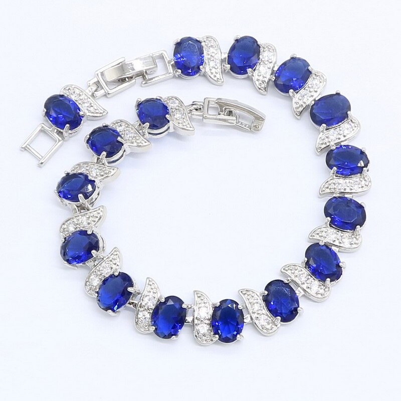 Set di gioielli semipreziosi blu classici per le donne bracciale da sposa collana pendente orecchini anello confezione regalo