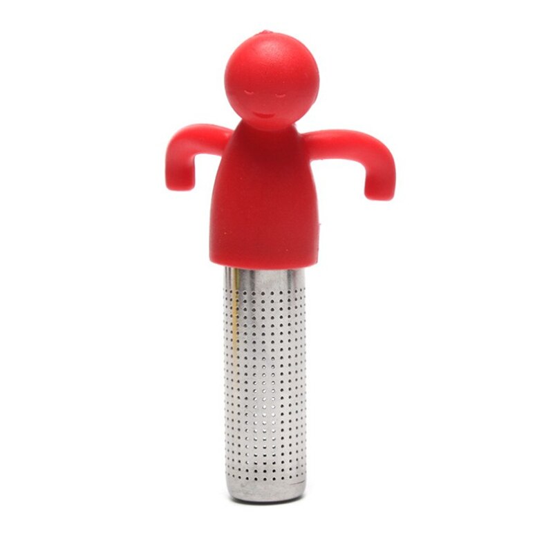 Silicone Human-Vormige Theezeefje Rvs 304 Thee Lek Fda Siliconen Thee Maker Herbruikbare Thee-ei Thee filter: Rood