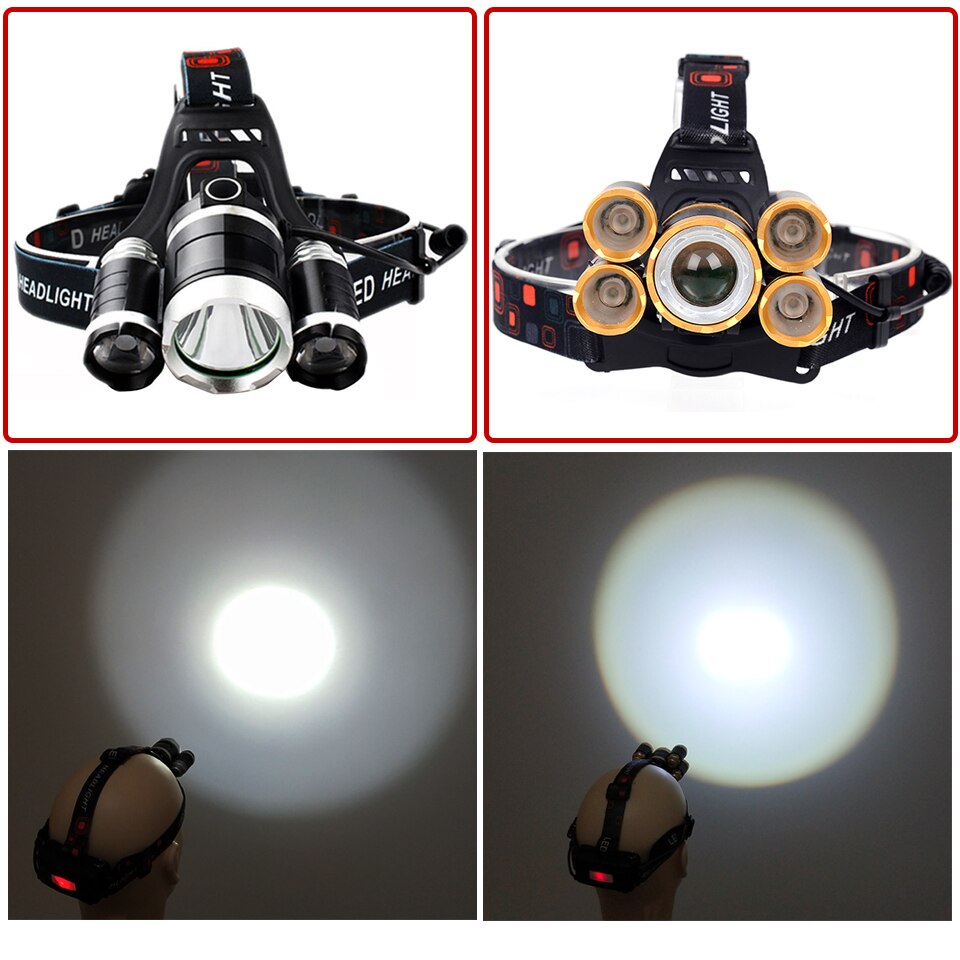 TS13 Led Sensor Koplamp 8000 Lumen Koplamp Cree Xml 3/5 Led T6 Hoofd Lamp Zaklamp Zaklamp Licht Met 8650 Batterij lader