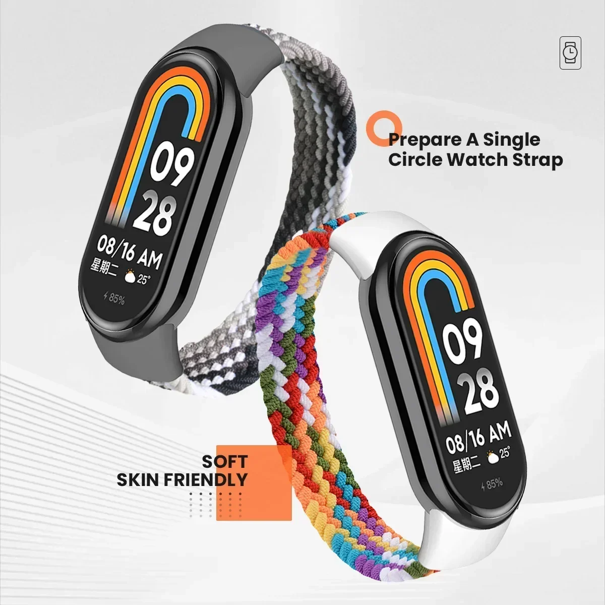 Bucle Solo trenzado para Xiaomi Mi Band 8, accesorios de repuesto, correas de reloj de nailon elástico, pulsera de correa para Miband 8 NFC