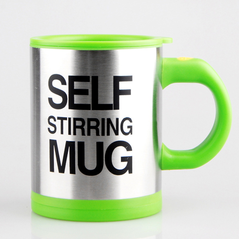 400ML Edelstahl Selbst Rühren Becher Mischen Kaffee Tee Tasse Automatische Elektrische Faul Kaffee Milch Mischen Auto Rühren Becher mit Deckel: Grün